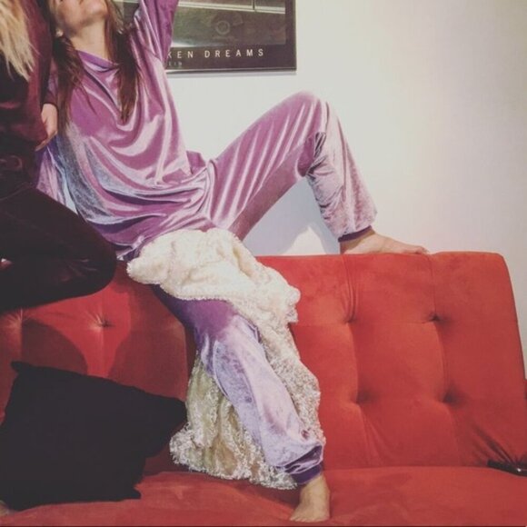 Laina Rauma Velour Leisure Lounge Jogger Sweatpants Cotton Candy Clouds | Size M - Picture 11 of 15